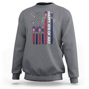 4th of July Sweatshirt American Flag Firework USA Party Independence Day TS02 Charcoal Print Your Wear