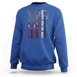 4th of July Sweatshirt American Flag Firework USA Party Independence Day TS02 Royal Blue Print Your Wear