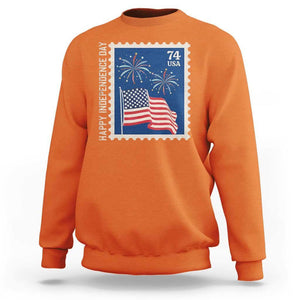 4th Of July Sweatshirt Happy Independence Day Stamp USA Flag TS11 Orange Print Your Wear