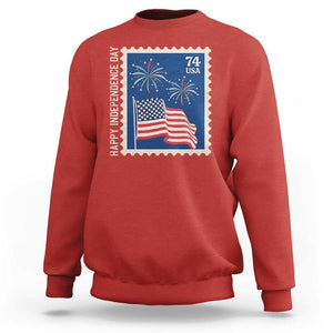 4th Of July Sweatshirt Happy Independence Day Stamp USA Flag TS11 Red Print Your Wear