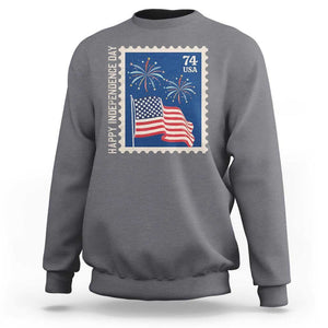 4th Of July Sweatshirt Happy Independence Day Stamp USA Flag TS11 Charcoal Print Your Wear
