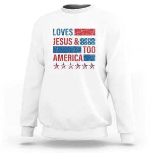 4th Of July Sweatshirt Loves Jesus and America Too TS09 White Print Your Wear