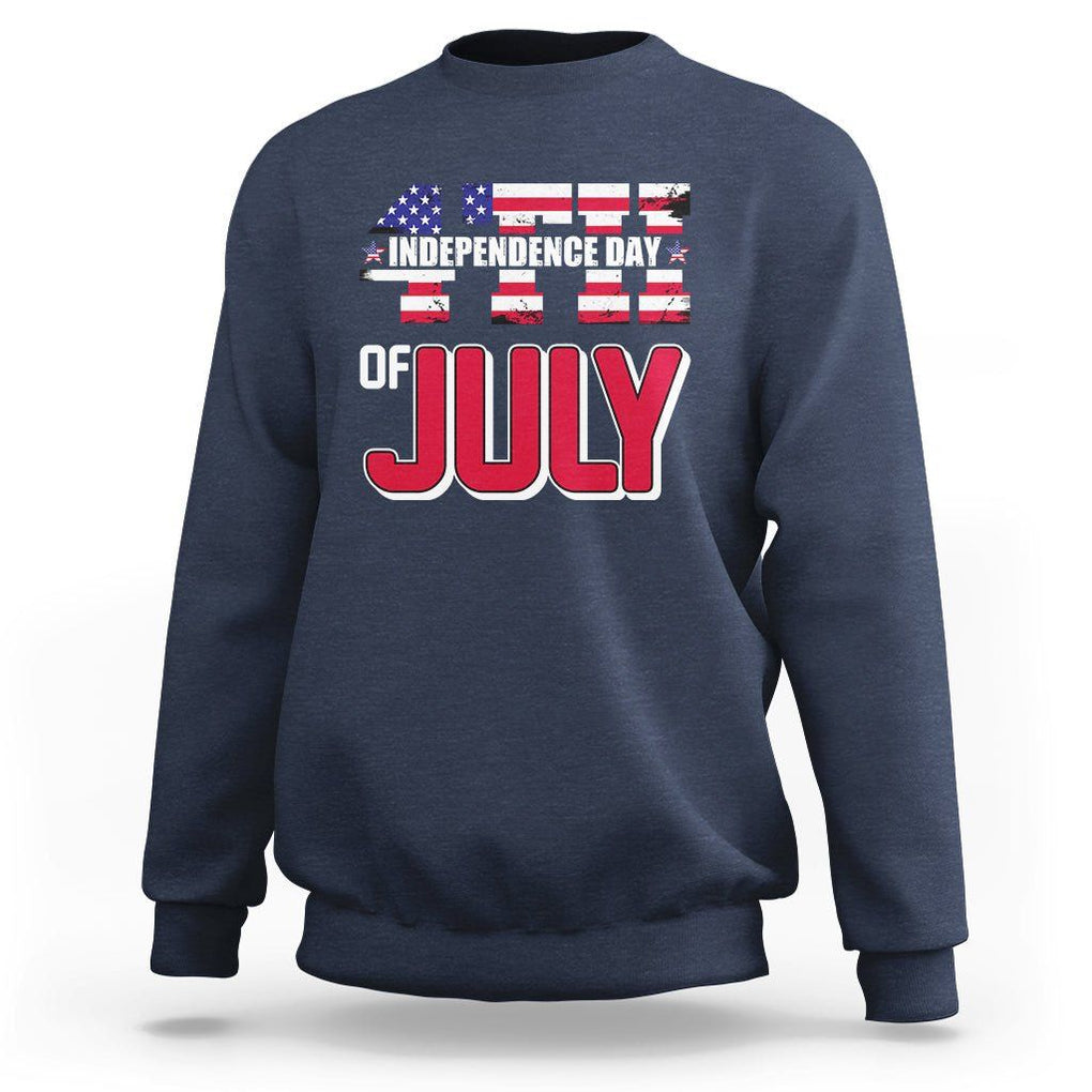 4th of July Sweatshirt Patriotic Independence Day American Flag TS02 Navy Print Your Wear