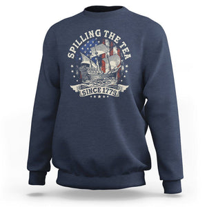 4th Of July Sweatshirt Spilling The Tea Since 1773 Independence Day TS02 Navy Print Your Wear