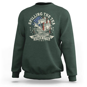 4th Of July Sweatshirt Spilling The Tea Since 1773 Independence Day TS02 Dark Forest Green Print Your Wear