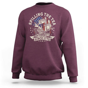 4th Of July Sweatshirt Spilling The Tea Since 1773 Independence Day TS02 Maroon Print Your Wear