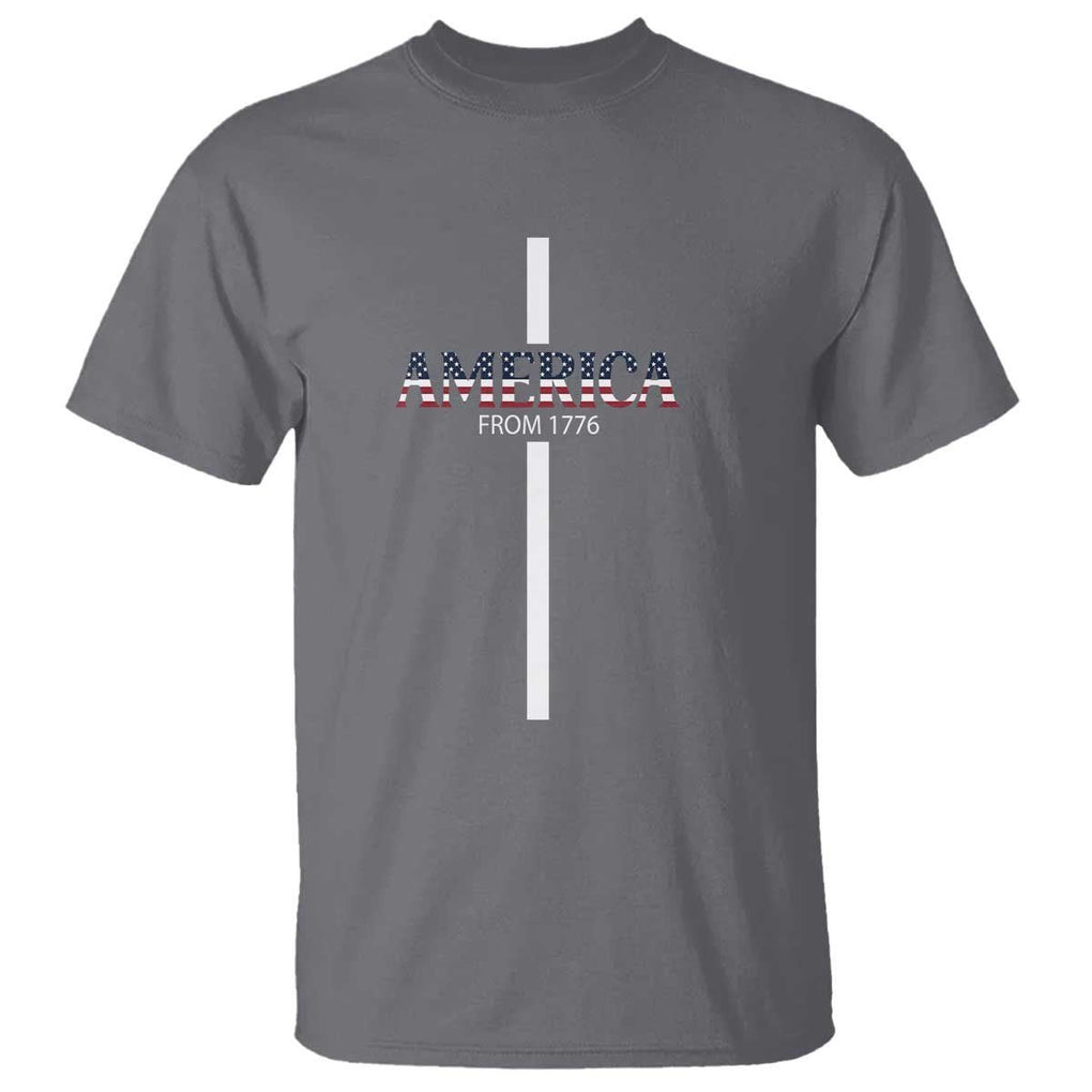 4th Of July T Shirt America From 1776 Christian Religious Faith Cross TS11 Charcoal Print Your Wear