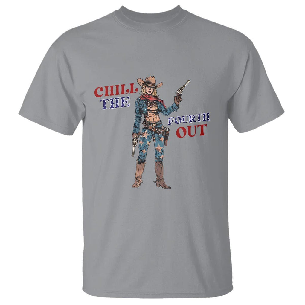 4th Of July T Shirt Chill The Fourth Out American Pin-up Girl TS09 Sport Gray Print Your Wear