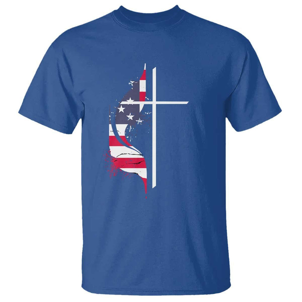 4th Of July T Shirt Christian Faith USA Flag Cross TS11 Royal Blue Print Your Wear