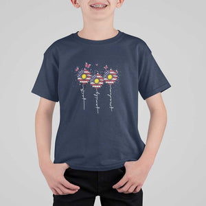 4th Of July T Shirt For Kid Faith Family Freedom USA Flag Daisy Flower TS11 Navy Print Your Wear