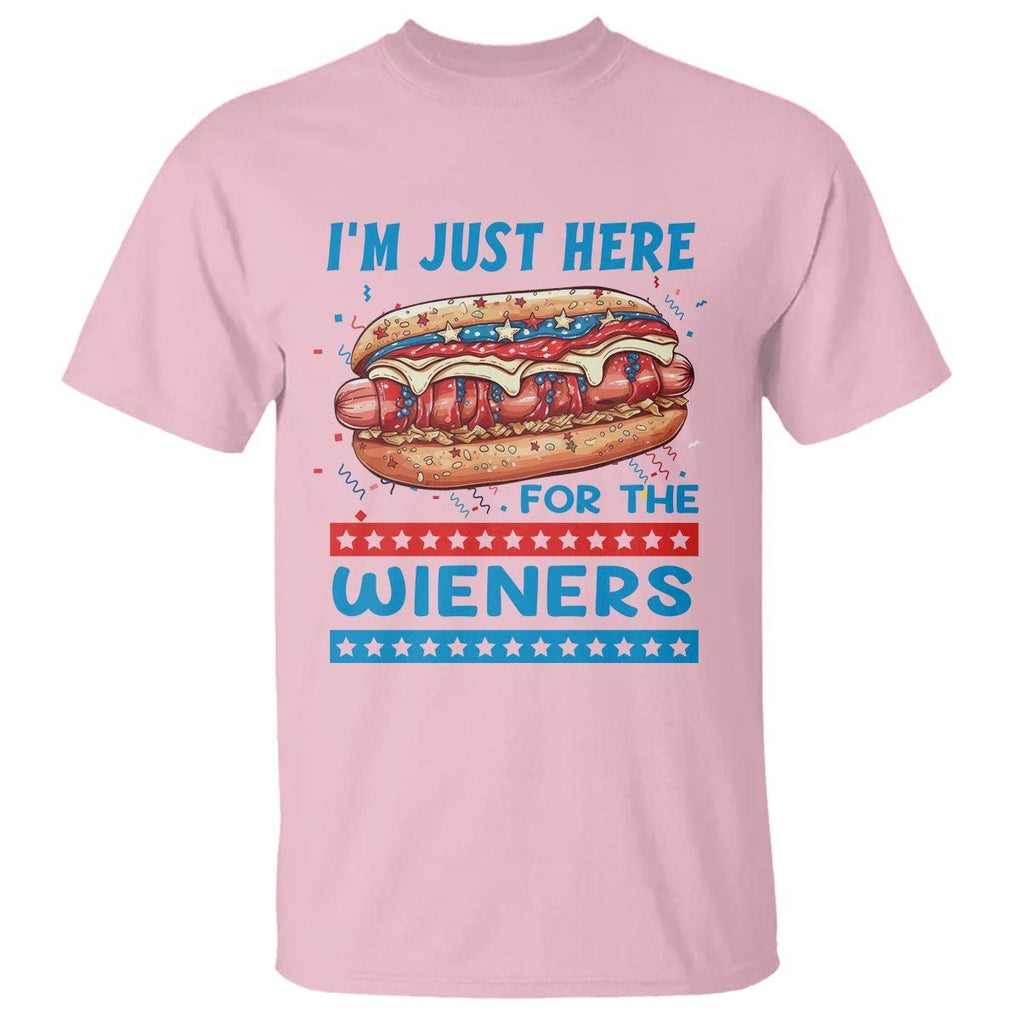 4th Of July T Shirt I'm Just Here For The Wieners Patriotic Hot Dog TS09 Light Pink Print Your Wear