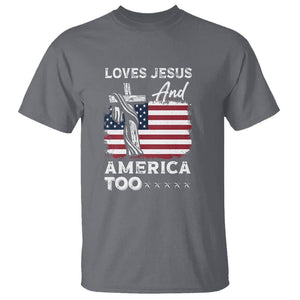 Patriotic Christian T Shirt Loves Jesus and America Too 4th Of July TS09 Charcoal Print Your Wear