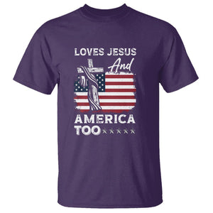 Patriotic Christian T Shirt Loves Jesus and America Too 4th Of July TS09 Purple Print Your Wear