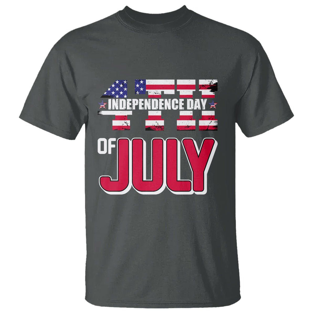 4th of July T Shirt Patriotic Independence Day American Flag TS02 Dark Heather Print Your Wear