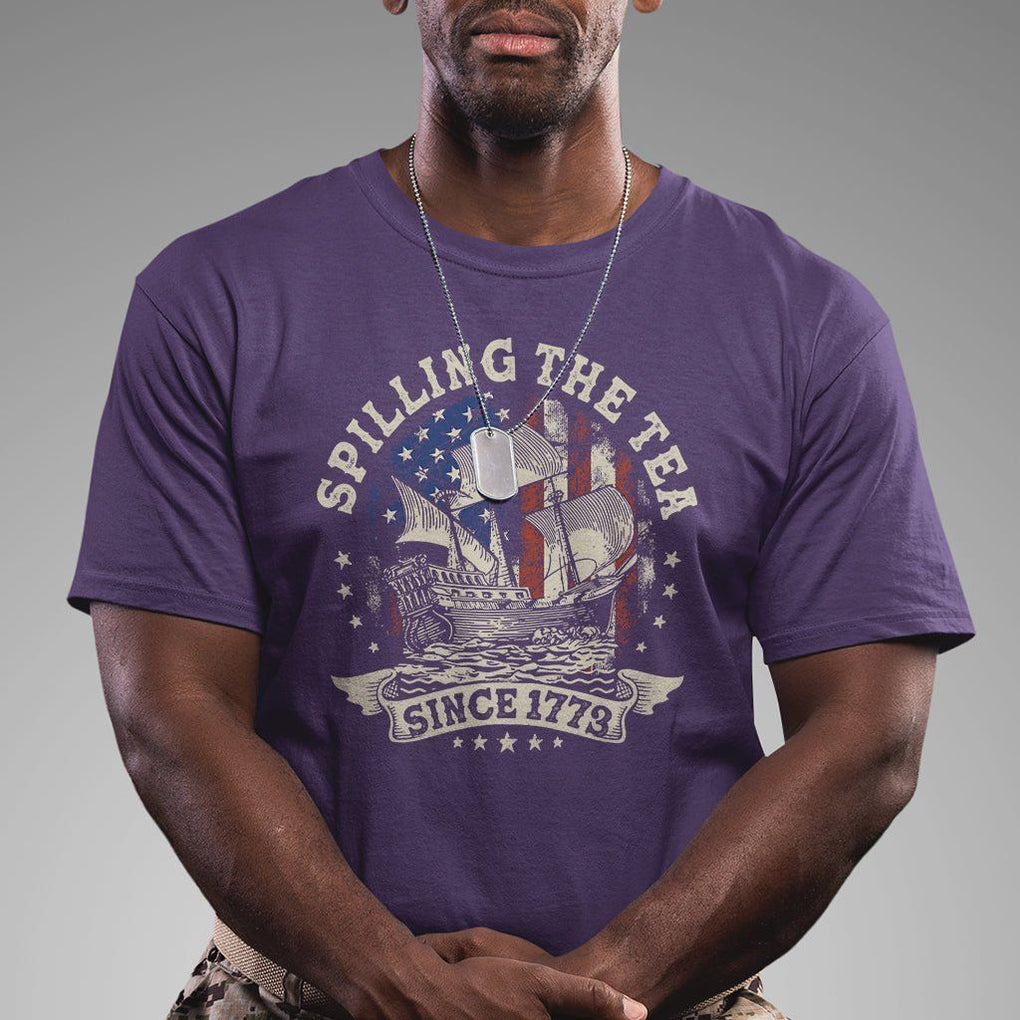 Funny 4th Of July T Shirt Spilling The Tea Since 1773 Independence Day TS02 Purple Print Your Wear