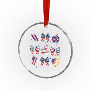 4th of July Teacher Student Crystal Glass Ornament Patriotic Teaching Learning Retro Coquette TS02 Print Your Wear