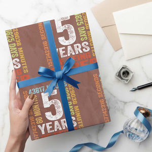 5 Years Of Being Sober Wrapping Paper Roll 5 Years Sobriety Anniversary Addiction Recovery TS11 Mocha Print Your Wear