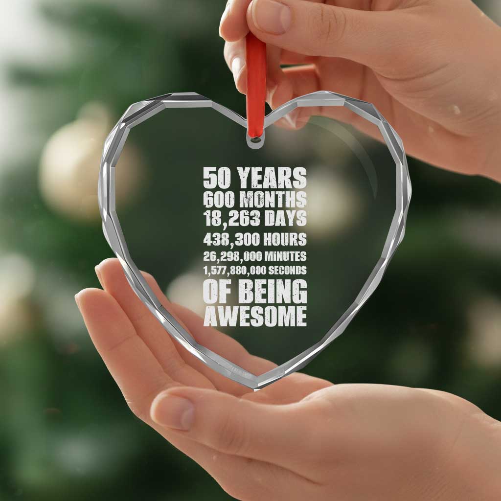 50 Years Of Being Awesome Heart Crystal Glass Ornament 50th Birthday Gift Idea TS12 Print Your Wear