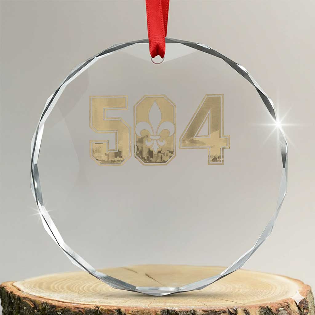 504 Nola New Orleans Louisiana LA Crystal Glass Ornament Fleur De Lis TS11 Transparent Glass 3'' Circle Print Your Wear
