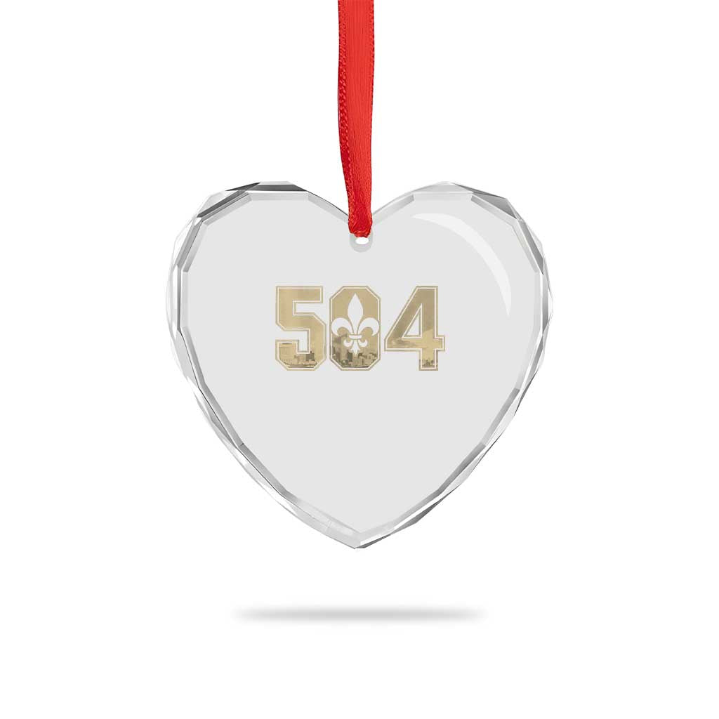 504 Nola New Orleans Louisiana LA Heart Crystal Glass Ornament Fleur De Lis TS11 Print Your Wear