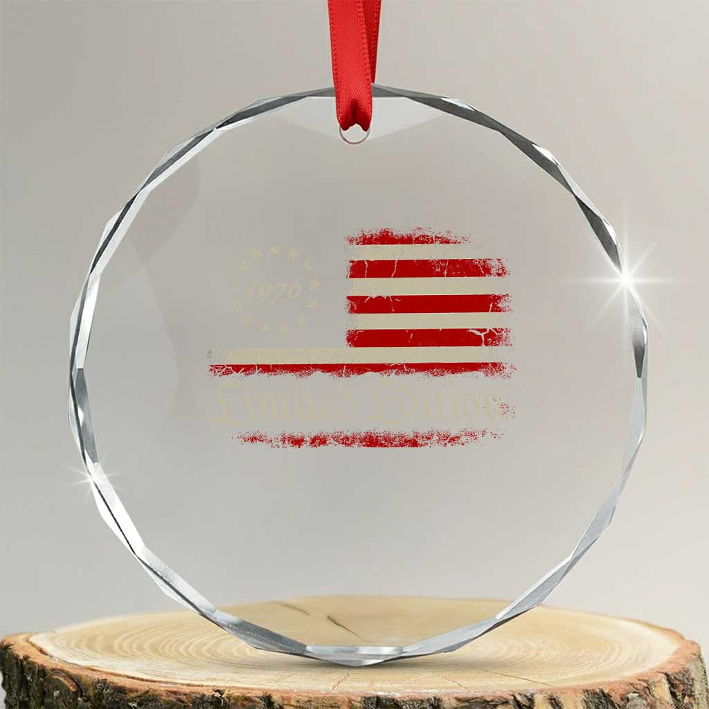 50th Birthday 1976 Limited Edition Crystal Glass Ornament Gifts for 50 Years Old Vintage American Flag TS11 Transparent Glass 3'' Circle Print Your Wear