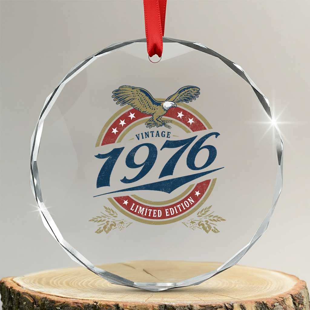 50th Birthday Beer Lover Vintage 1976 Limited Edition Crystal Glass Ornament Bald Eagle TS11 Transparent Glass 3'' Circle Print Your Wear