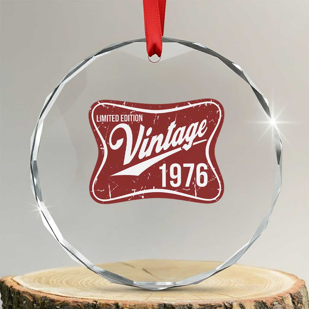 50th Birthday Beer Lover Vintage 1976 Limited Edition Crystal Glass Ornament Red Metal Beer Soft Sign Graphic TS11 Transparent Glass 3'' Circle Print Your Wear