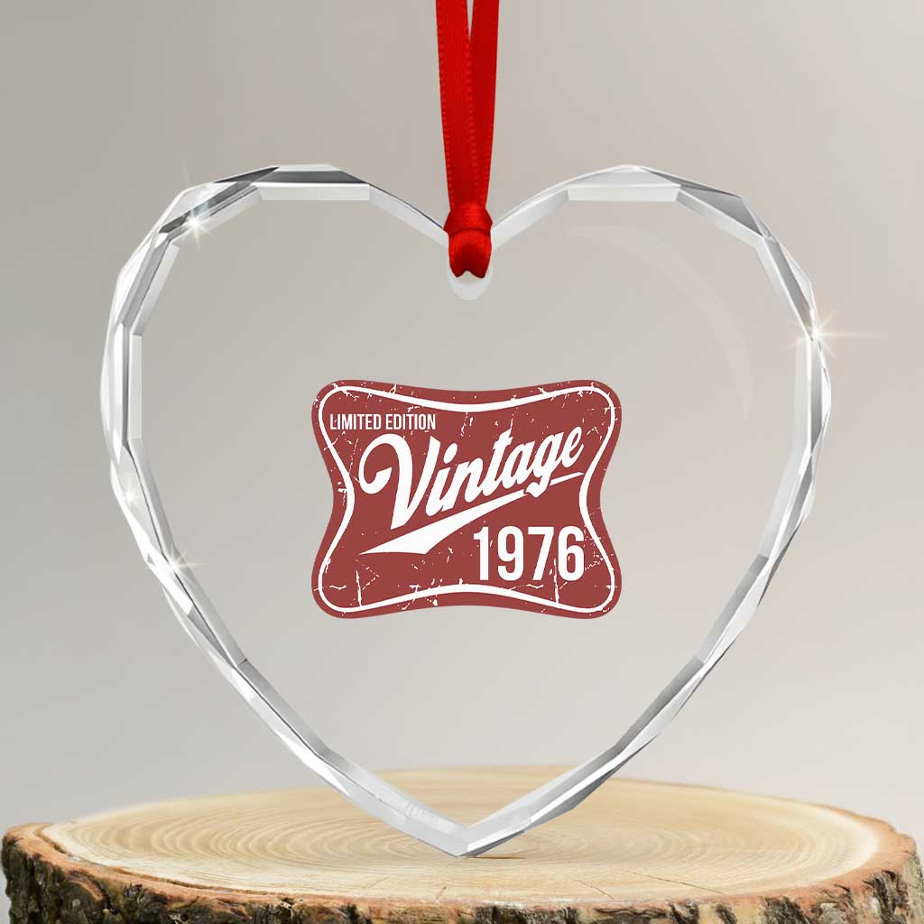 50th Birthday Beer Lover Vintage 1976 Limited Edition Heart Crystal Glass Ornament Red Metal Beer Soft Sign Graphic TS11 Transparent Glass 3'' Heart Print Your Wear