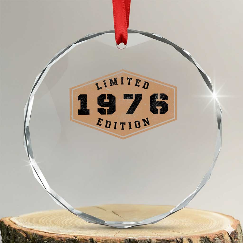 50th Birthday Crystal Glass Ornament 1976 Limited Edition Gifts For Turning 50 TS11 Transparent Glass 3'' Circle Print Your Wear