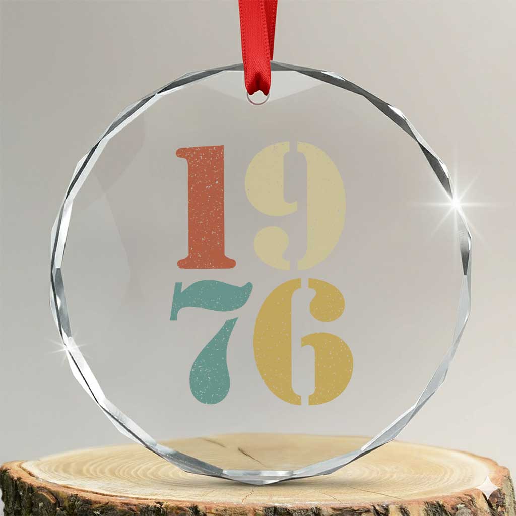 50th Birthday Crystal Glass Ornament Retro Vintage 1976 50 Year Old Gifts TS10 Transparent Glass 3'' Circle Print Your Wear