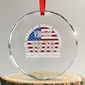 50th Birthday Crystal Glass Ornament Vintage 1976 50 Year Old Birthday American Flag TS10 Transparent Glass 3'' Circle Print Your Wear