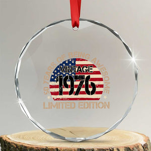 50th Birthday Crystal Glass Ornament Vintage 1976 50 Year Old Birthday USA Flag TS10 Transparent Glass 3'' Circle Print Your Wear