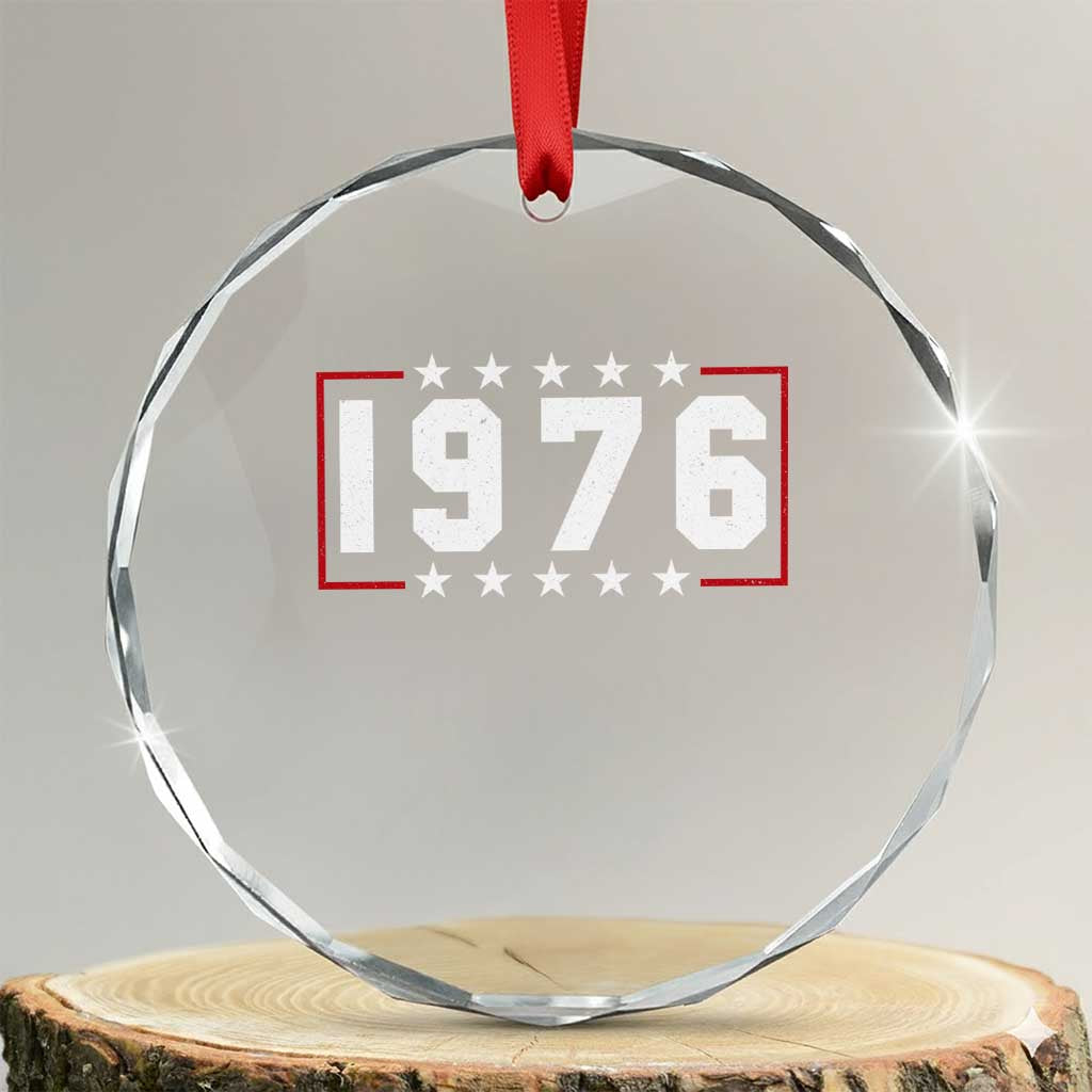 50th Birthday Crystal Glass Ornament Vintage 1976 50 Years Old Birthday Stars And Stripes TS11 Transparent Glass 3'' Circle Print Your Wear