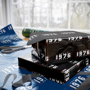 50th Birthday Wrapping Paper Roll Vintage 1976 50 Years Old Birthday Stars And Stripes TS11 Black Print Your Wear