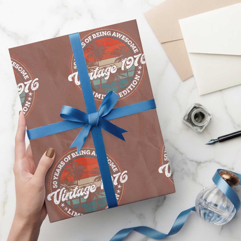 50th Birthday Gifts Wrapping Paper Roll Vintage 1976 50 Year Old Birthday TS10 Mocha Print Your Wear