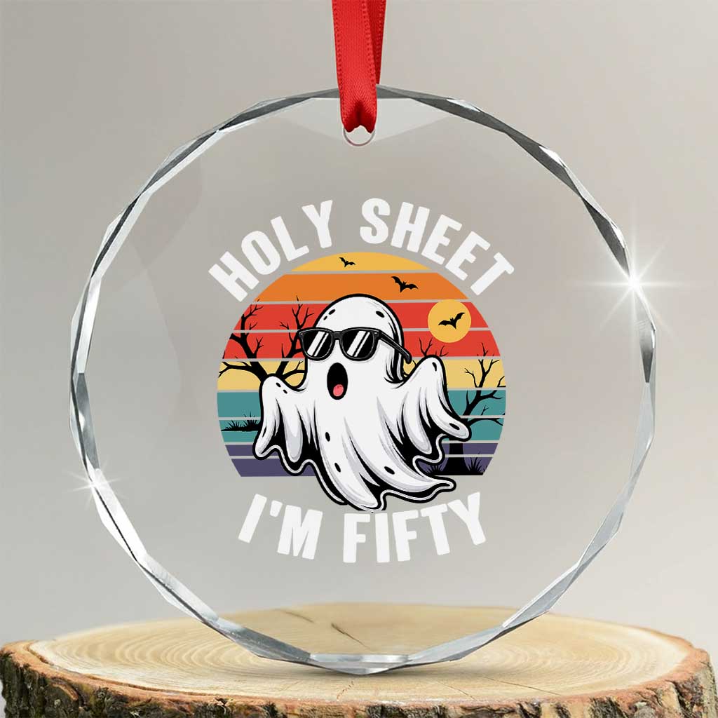50th Birthday Halloween Ghost Crystal Glass Ornament Holy Sheet I'm Fifty TS14 Transparent Glass 3'' Circle Print Your Wear