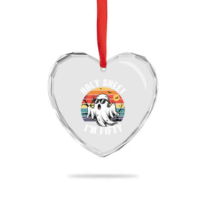 50th Birthday Halloween Ghost Heart Crystal Glass Ornament Holy Sheet I'm Fifty