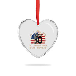 50th Birthday Heart Crystal Glass Ornament It Took Me 50 Years To Create This Masterpiece Vintage American Flag