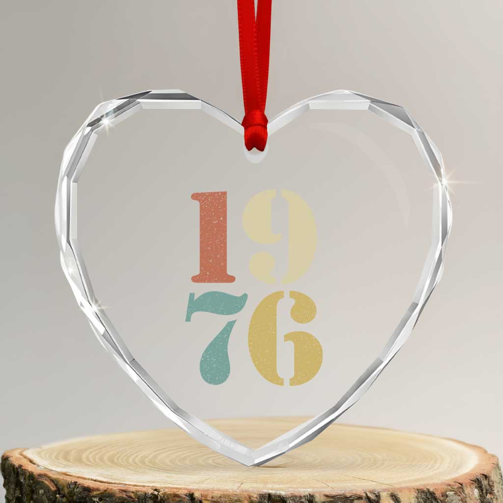 50th Birthday Heart Crystal Glass Ornament Retro Vintage 1976 50 Year Old Gifts TS10 Transparent Glass 3'' Heart Print Your Wear
