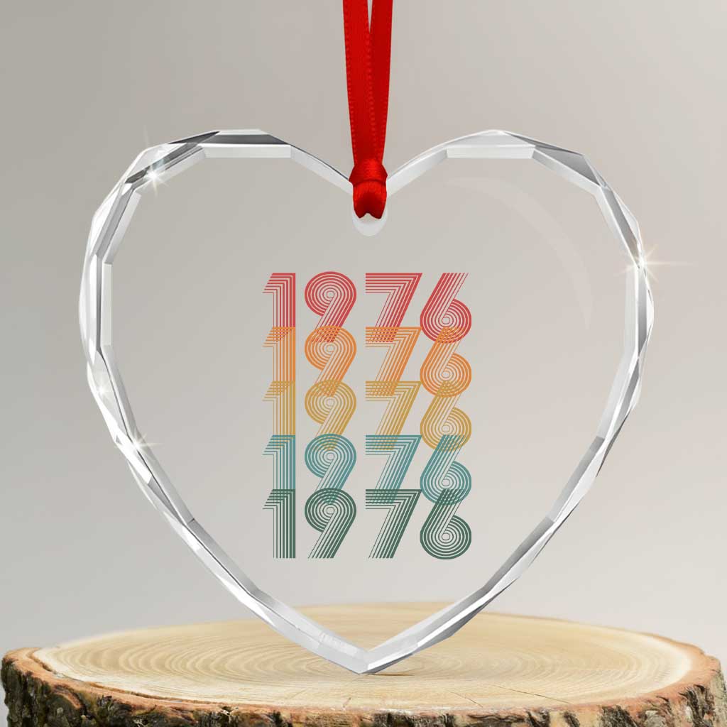 50th Birthday Heart Crystal Glass Ornament Vintage 1976 Retro 50 Years Old Birthday