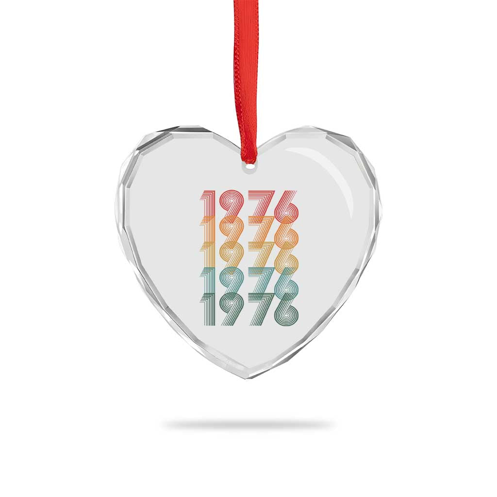 50th Birthday Heart Crystal Glass Ornament Vintage 1976 Retro 50 Years Old Birthday