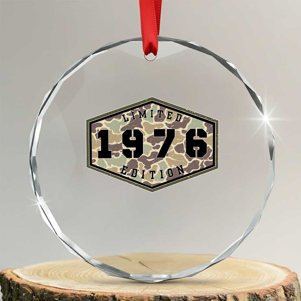 50th Birthday Hunting Crystal Glass Ornament 1976 Limited Edition Vintage Camouflage Gifts For Turning 50 TS11 Transparent Glass 3'' Circle Print Your Wear