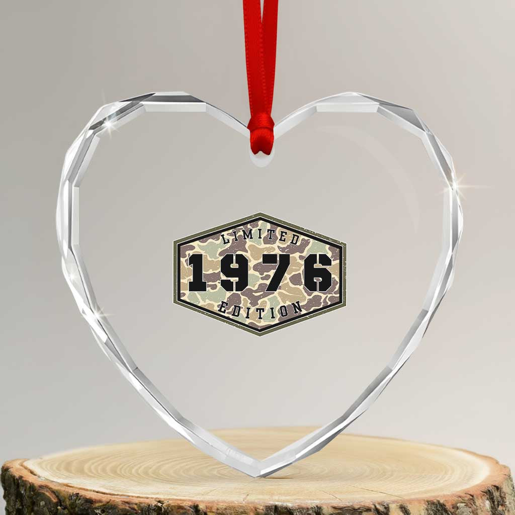 50th Birthday Hunting Heart Crystal Glass Ornament 1976 Limited Edition Vintage Camouflage Gifts For Turning 50 TS11 Transparent Glass 3'' Heart Print Your Wear