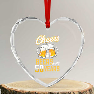 50th Birthday Party Gift Heart Crystal Glass Ornament Cheers Beers To My 50 Years