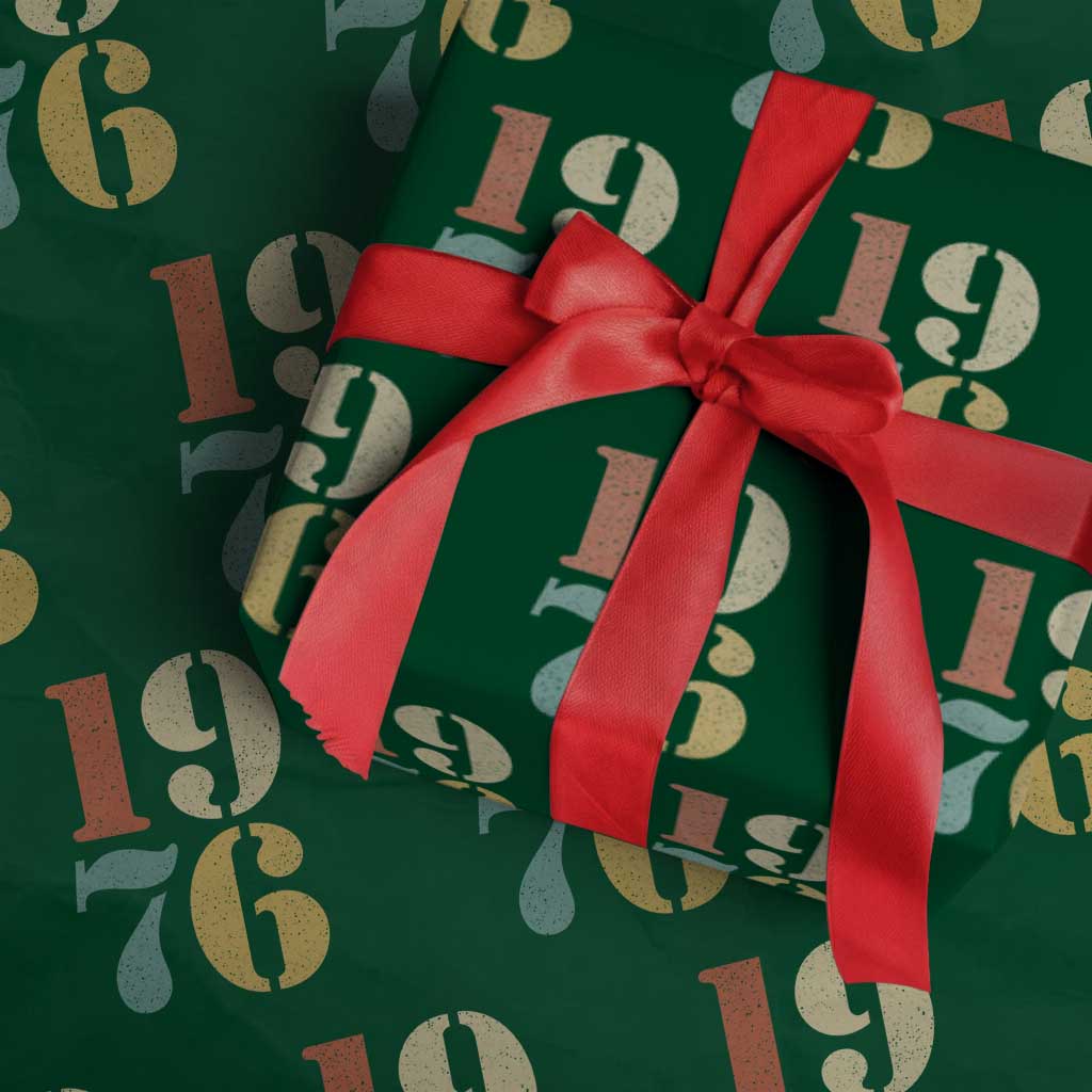 50th Birthday Wrapping Paper Roll Retro Vintage 1976 50 Year Old Gifts TS10 Green Print Your Wear