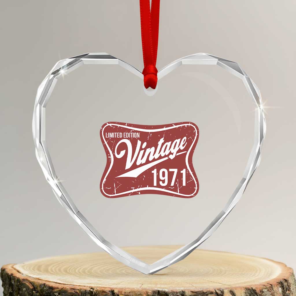 55th Birthday Beer Lover Vintage 1971 Limited Edition Heart Crystal Glass Ornament Red Metal Beer Soft Sign Graphic TS11 Transparent Glass 3'' Heart Print Your Wear