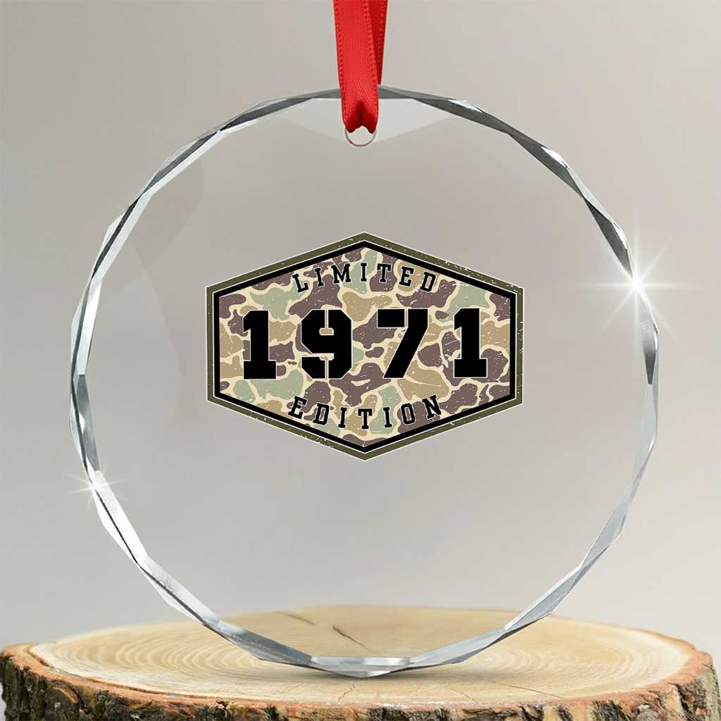 55th Birthday Hunting Crystal Glass Ornament 1971 Limited Edition Vintage Camouflage Gifts For Turning 55 TS11 Transparent Glass 3'' Circle Print Your Wear