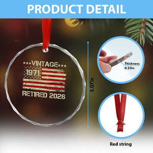55th Birthday Retirement Crystal Glass Ornament Vintage 1971 Retired 2026 American Flag TS11 Print Your Wear