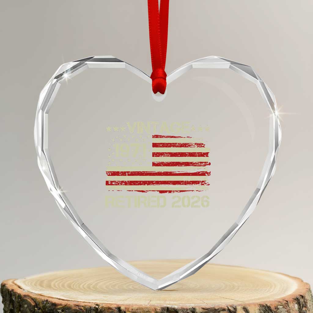 55th Birthday Retirement Heart Crystal Glass Ornament Vintage 1971 Retired 2026 American Flag TS11 Transparent Glass 3'' Heart Print Your Wear