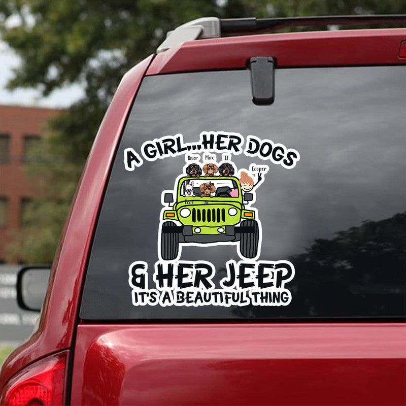 Personalized JP Girl Decal Dog Its a Beautiful Thing White CTM package 13x13cm Custom - Printyourwear